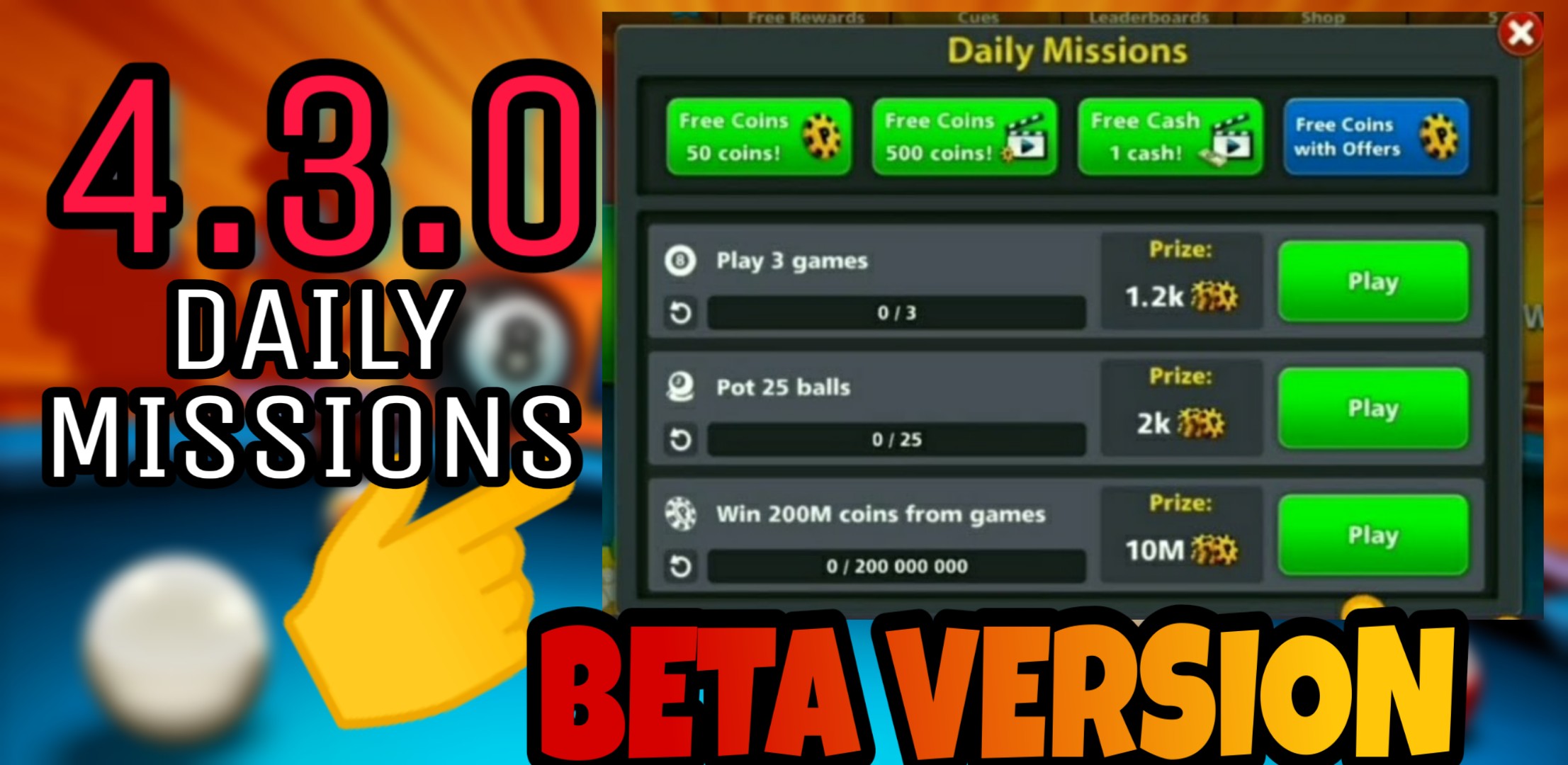 8ball Pool 4 3 0 New Update New Features Added Daily Mission Added Beta Version Hindi Language Added